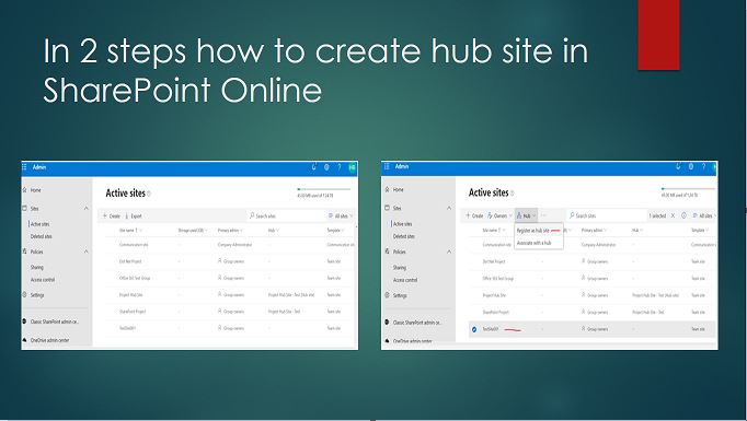 SharePoint Hub Site Overview - In 2 steps how to create hub site in SharePoint Online