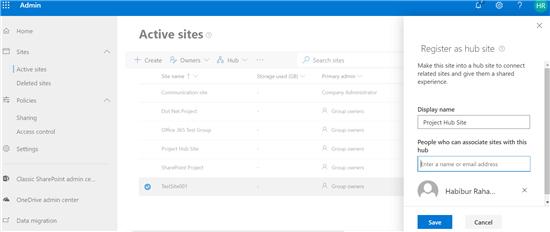 SharePoint hub site configuration - how to create hub site in SharePoint online