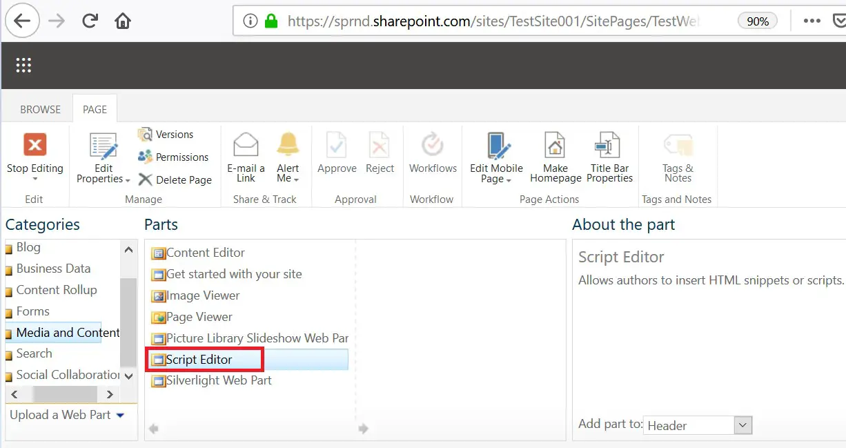 Script editor web part is available in SharePoint Online