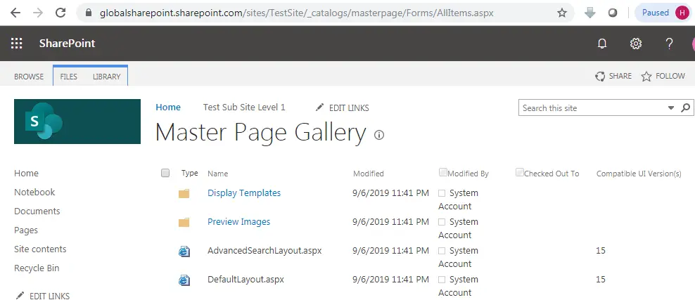Master page gallery in SharePoint 2013 URL, SharePoint URLs & locations
