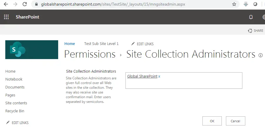 Site collection administrators URL in SharePoint online, SharePoint URLs & locations