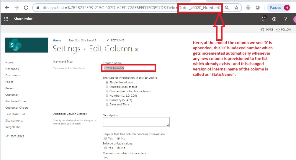 Get internal column name in SharePoint list - SharePoint column name
