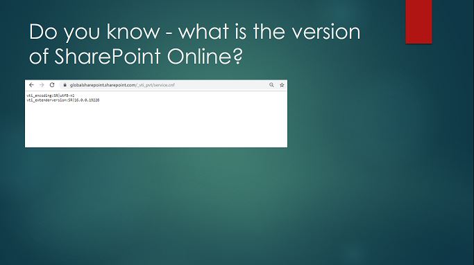 Do you know - what is the version of SharePoint Online