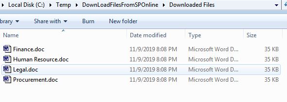 Download files from SharePoint Online