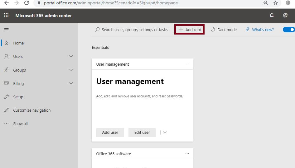 Microsoft 365 or Office 365 admin center - user management