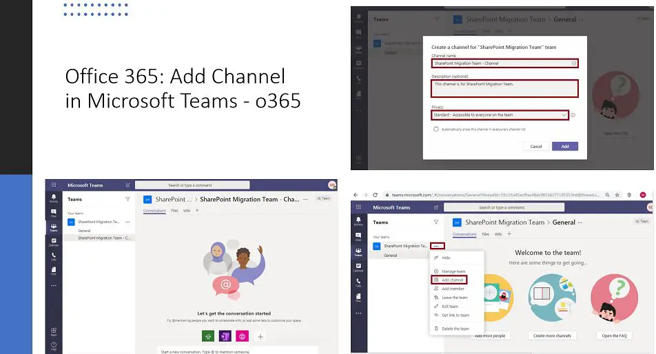 Office 365: Add Channel in Microsoft Teams - o365