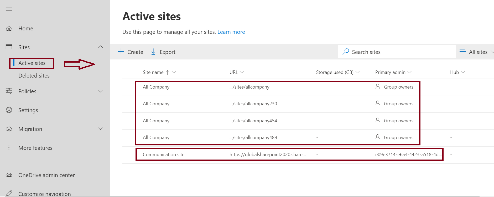 SharePoint Online Admin Center Active Sites New Report