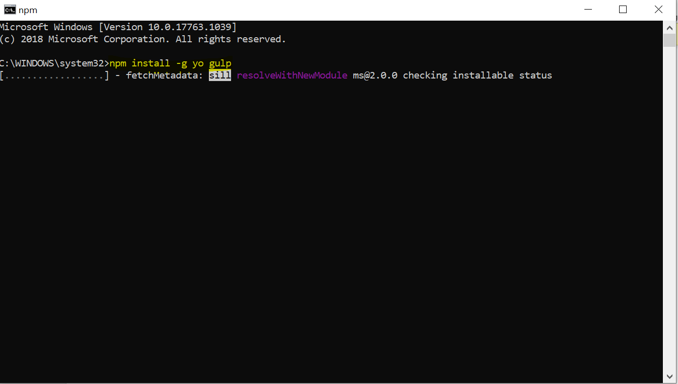 npm install -g yo gulp - Installation