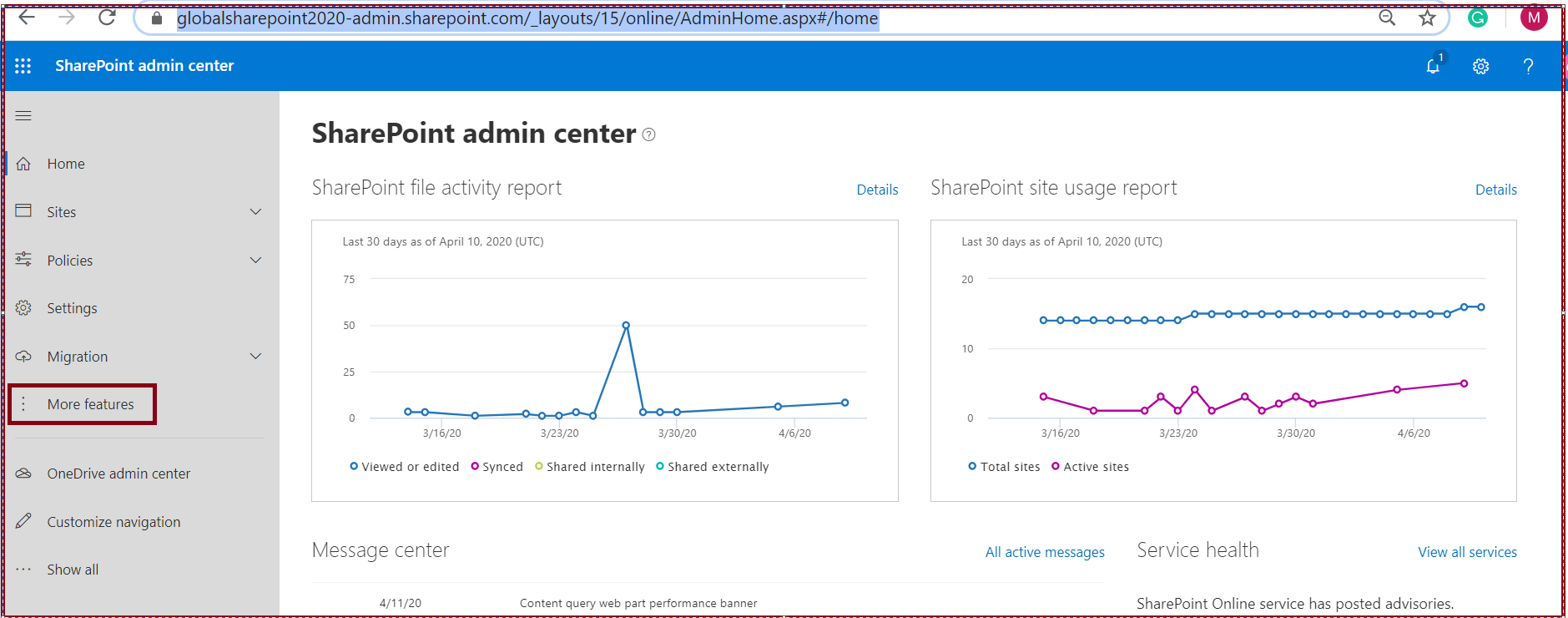 Create app catalog in SharePoint Online - Login to Admin Center