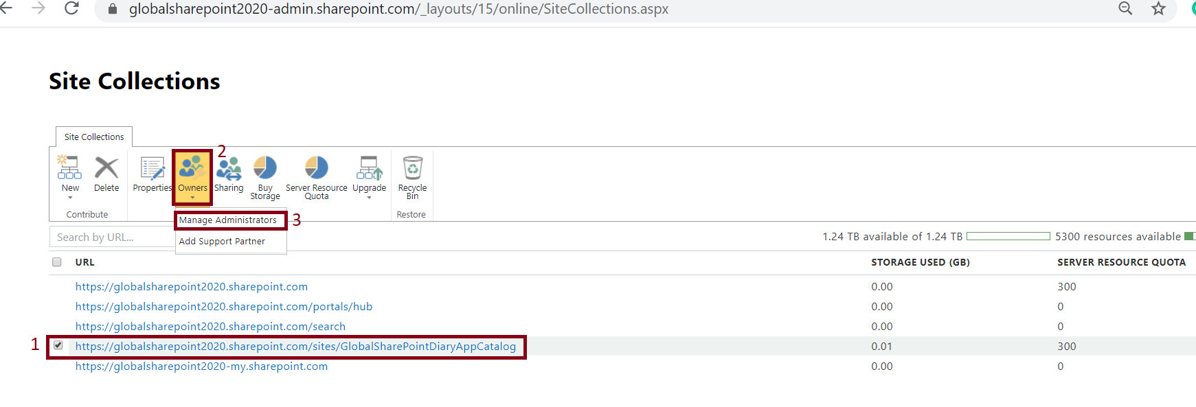 Manage Administrator in the SharePoint Online Classic Site Collection