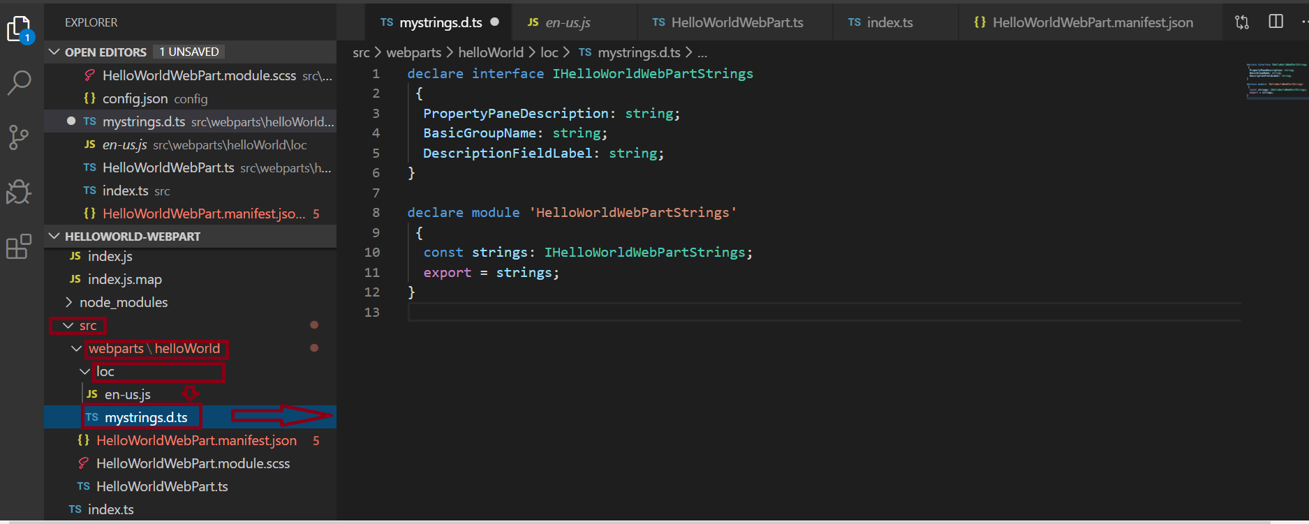 mystrings.d.ts file in SPFx framework project