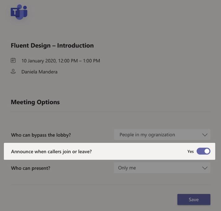 Announce when callers join a meeting - Microsoft Teams