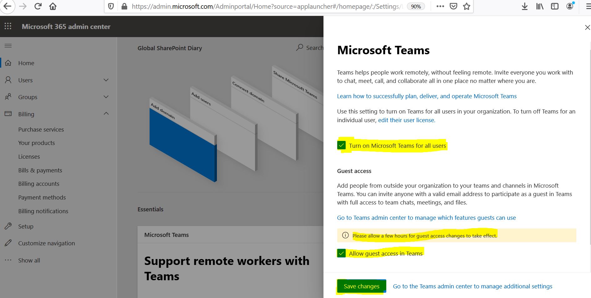 Allow guest access in Teams from Microsoft 365 admin center