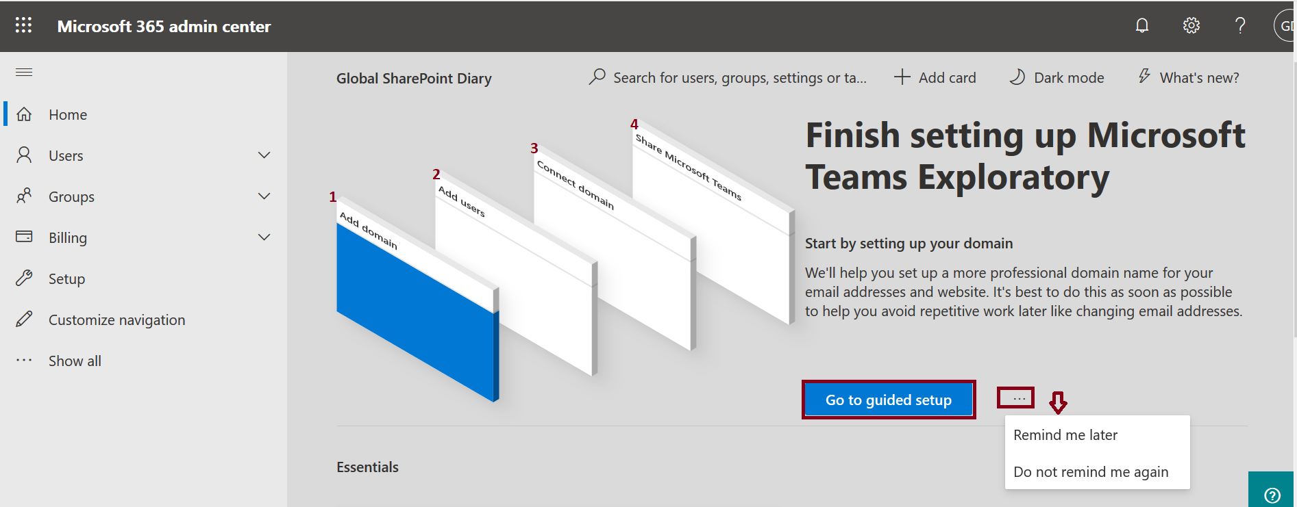 Finish setting up ‎Microsoft Teams Exploratory‎ steps - Microsoft teams exploratory setup