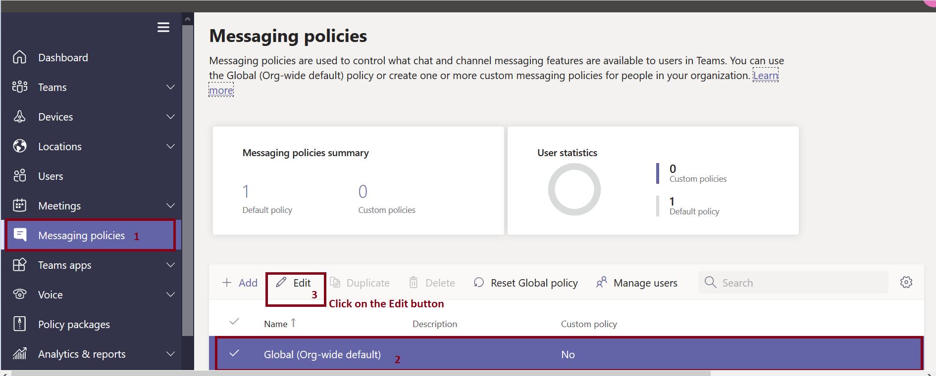 Messaging policies in Microsoft Teams admin center