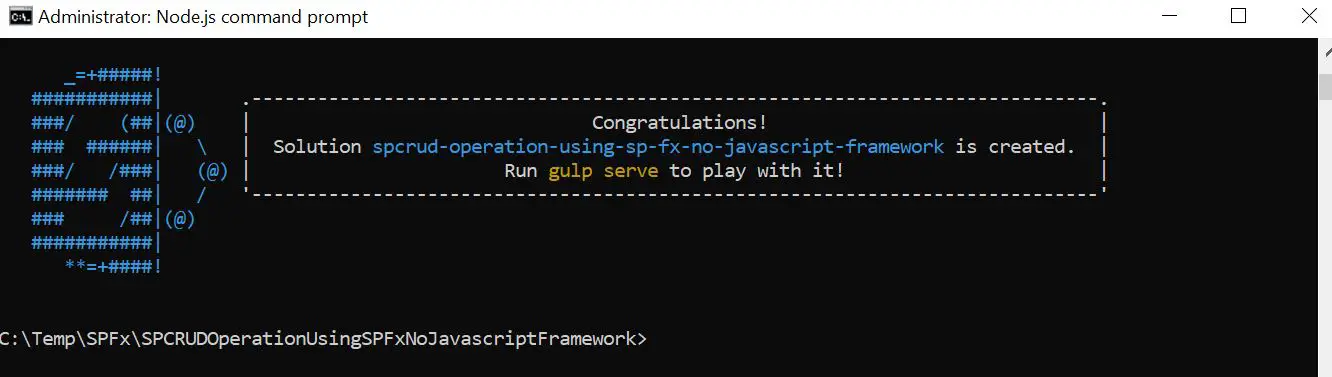 Solution spcrud-operation-using-sp-fx-no-javascript-framework is created - Run gulp serve to play with it