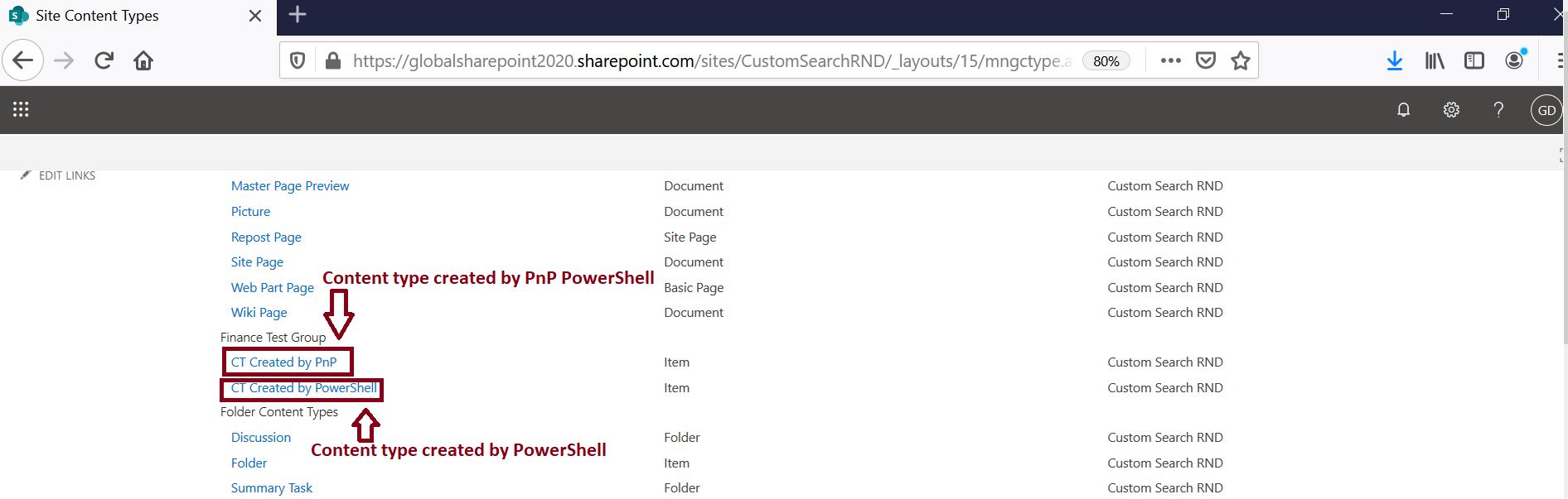 Create content type in SharePoint Online using PnP PowerShell