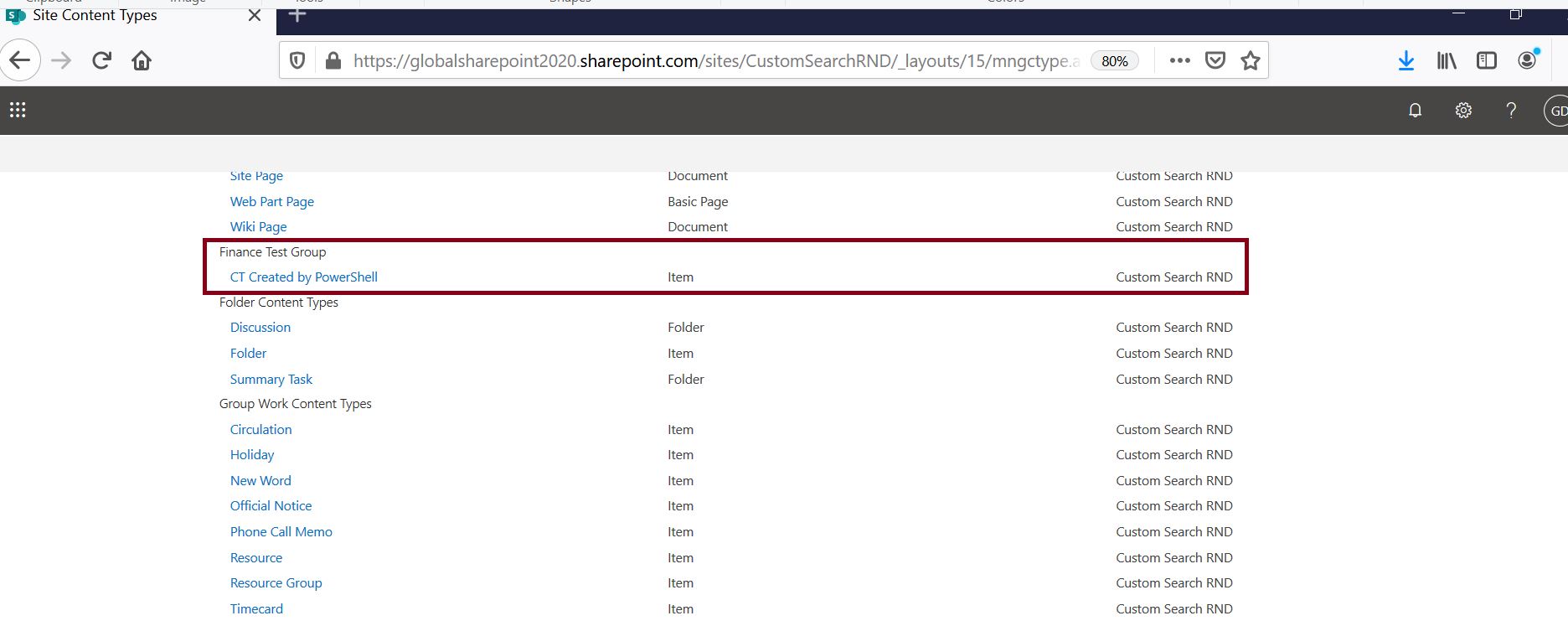 Create content type in SharePoint Online using PowerShell Script