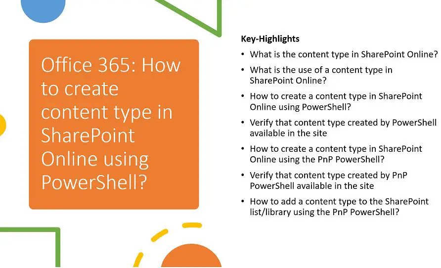 Office 365 - How to create content type in SharePoint Online using PowerShell?