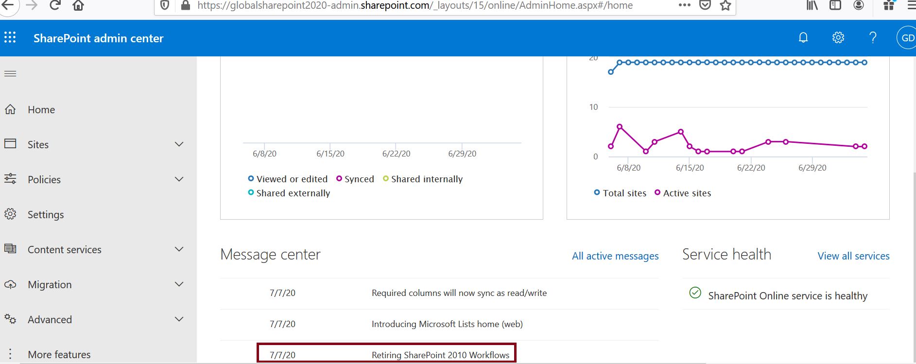 Retiring SharePoint 2010 Workflows from office 365 tenant