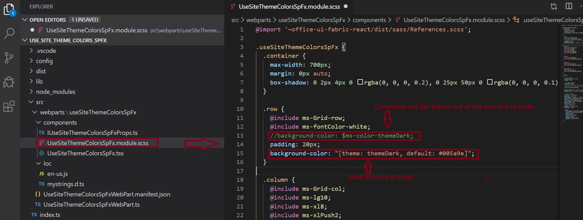 SharePoint theme colors (SPFx theme colors), Set SPFx web part background color as site theme color using CSS background-color attribute