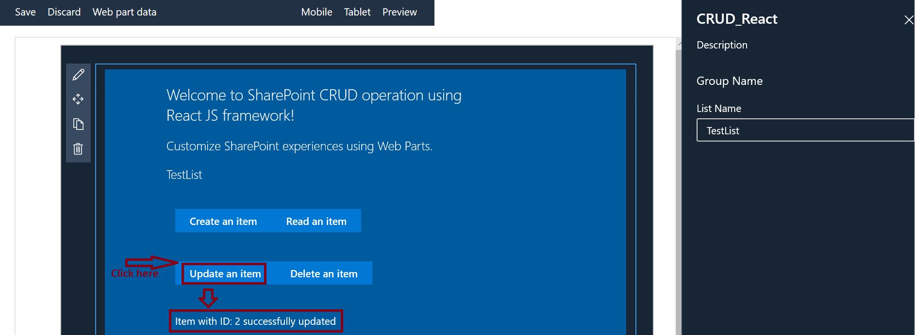 CRUD operation in SharePoint Online list, Update list item in SharePoint Online list using SPFx React JS framework