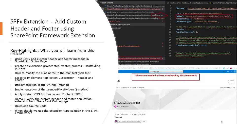 SharePoint custom header, SPFx Extension - Add Custom Header and Footer using SharePoint Framework Extension