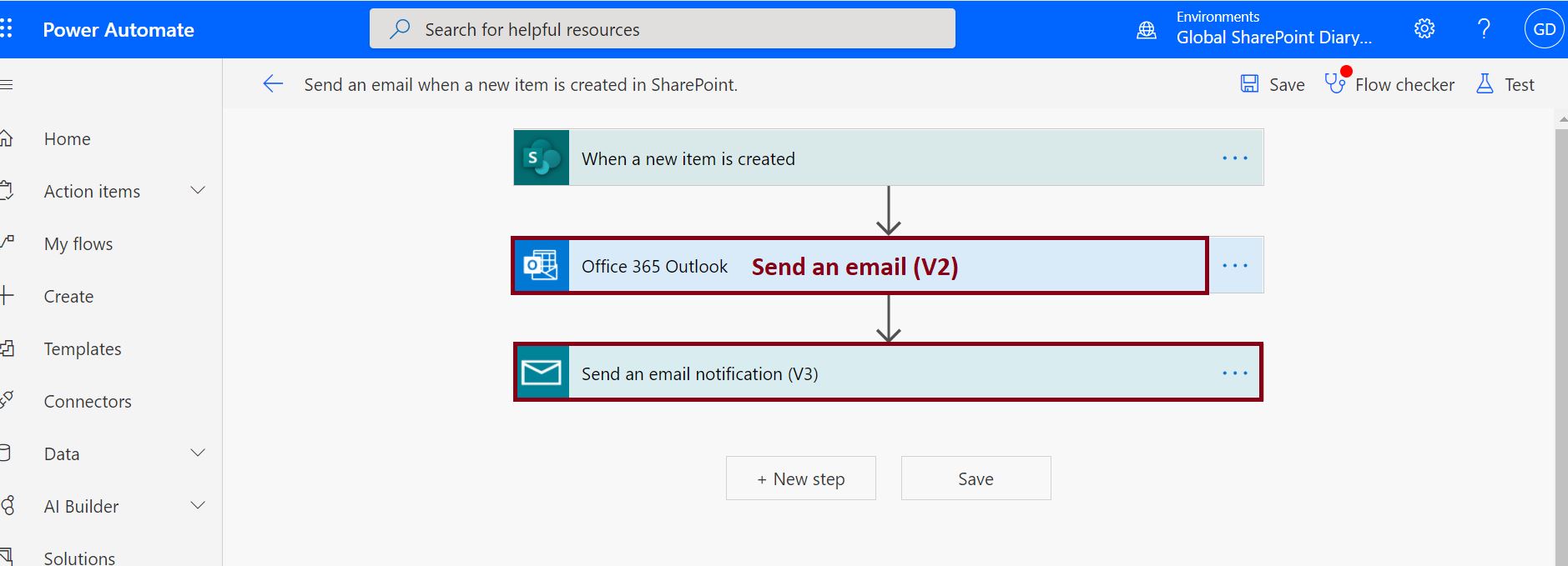 Power Automate send email, Send and email (V2) and Send an email notification(V3) Power Automate Action