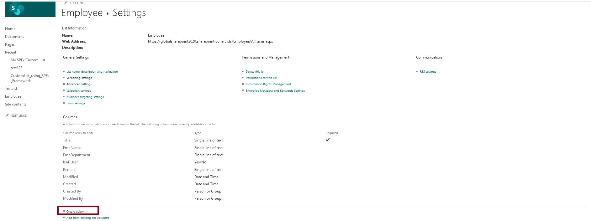 Create multiline text column in SharePoint Online list from list setting page