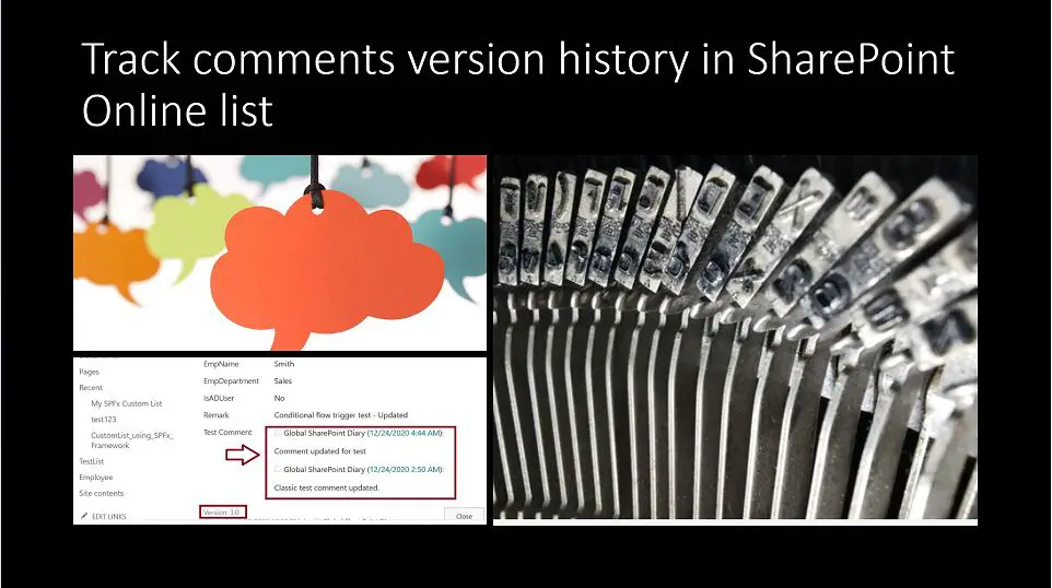 Track comments version history in SharePoint Online list