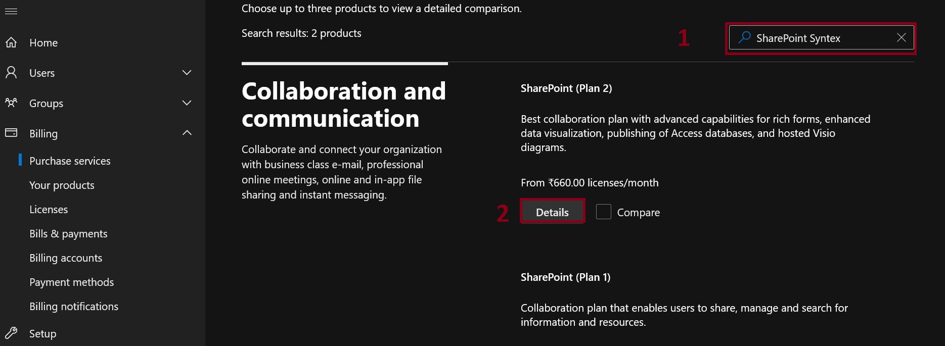 Microsoft SharePoint Syntex add in from Microsoft 365 admin center