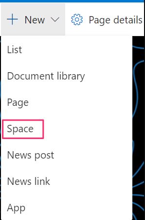 Space menu in SharePoint Online availability