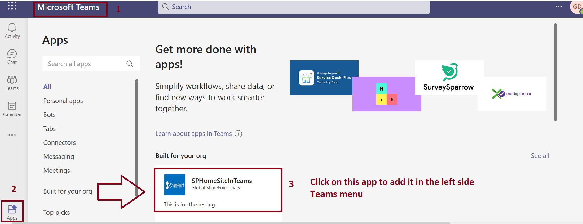 Add SharePoint Home Site in Microsoft Teams Menu
