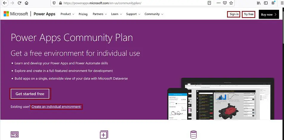 PowerApps Development Environment - Power Apps Community Plan - Get a free environment for individual use
