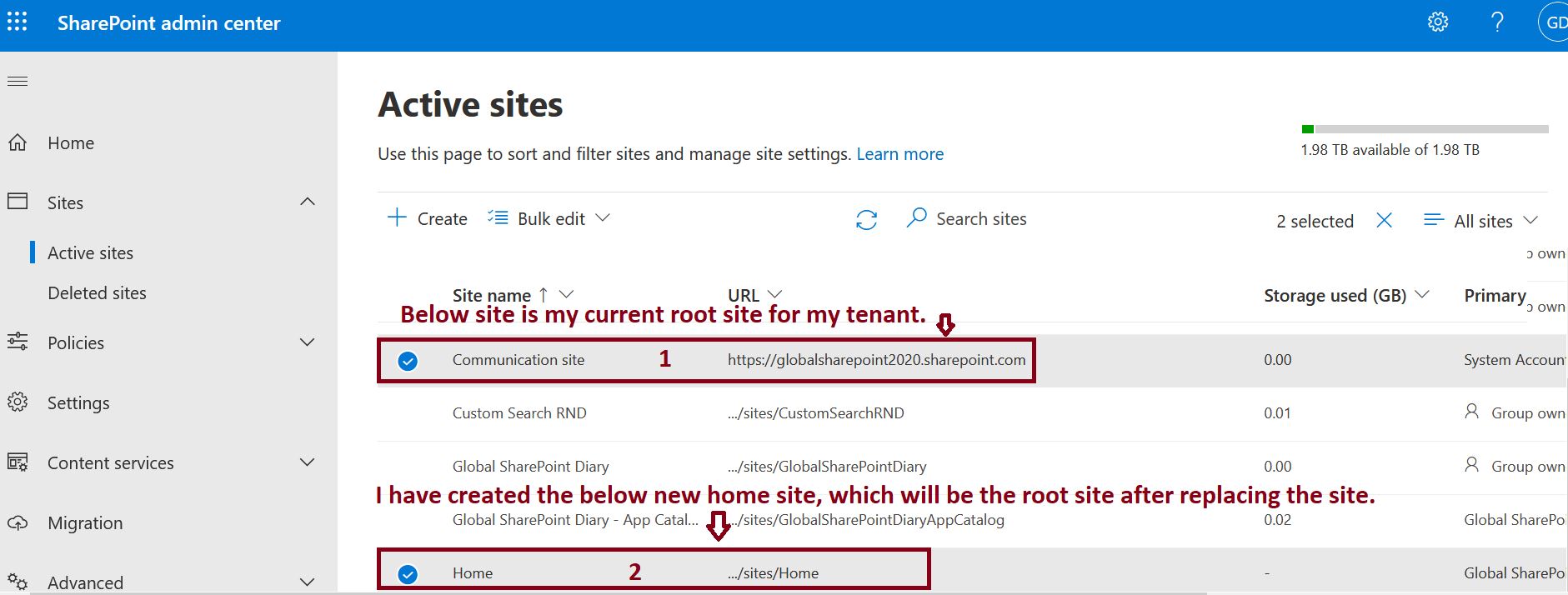 SharePoint replace root site - Replace root site in SharePoint Online tenant