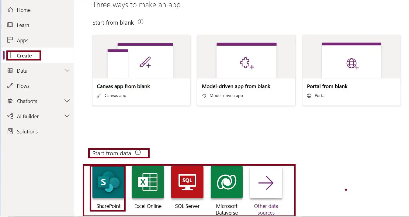 Different Types of PowerApps - Create model-driven app with the start from data approach