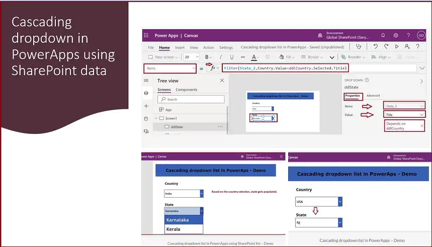 Cascading dropdown in PowerApps using SharePoint data