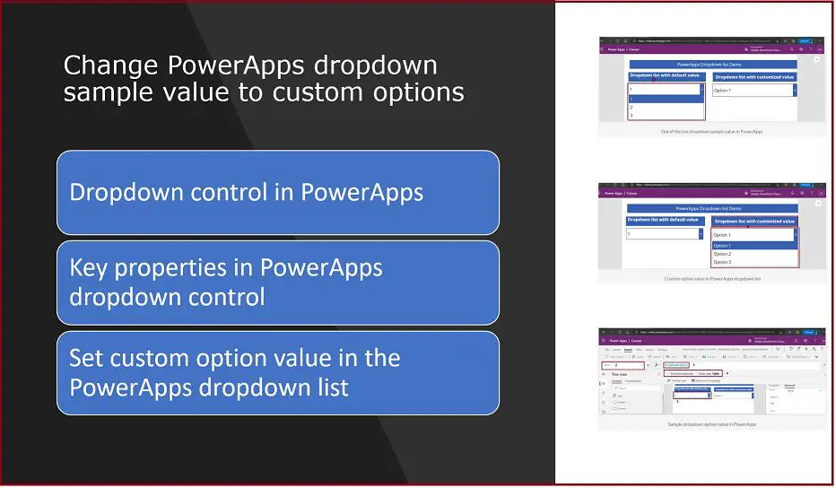 Change PowerApps dropdown sample value to custom options