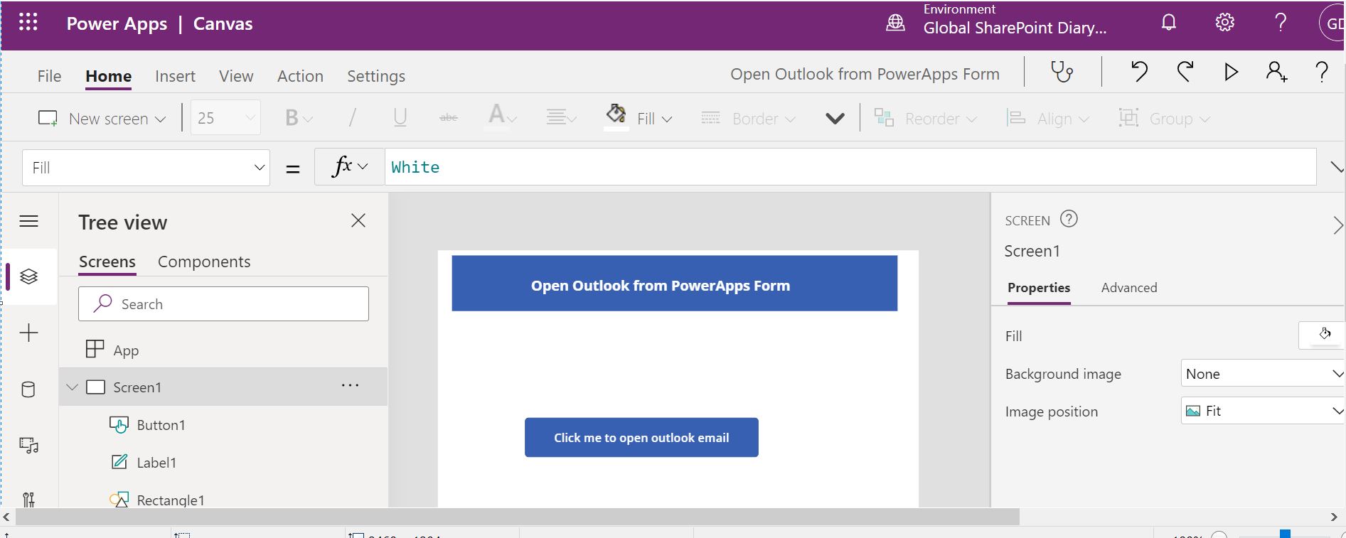 Contact us form in PowerApps