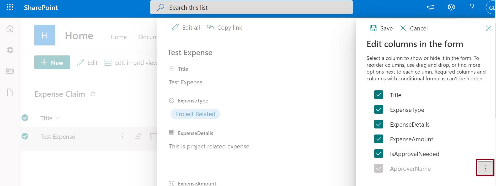 Conditionally show or hide columns in a SharePoint list, Edit columns formula in modern SharePoint Online list
