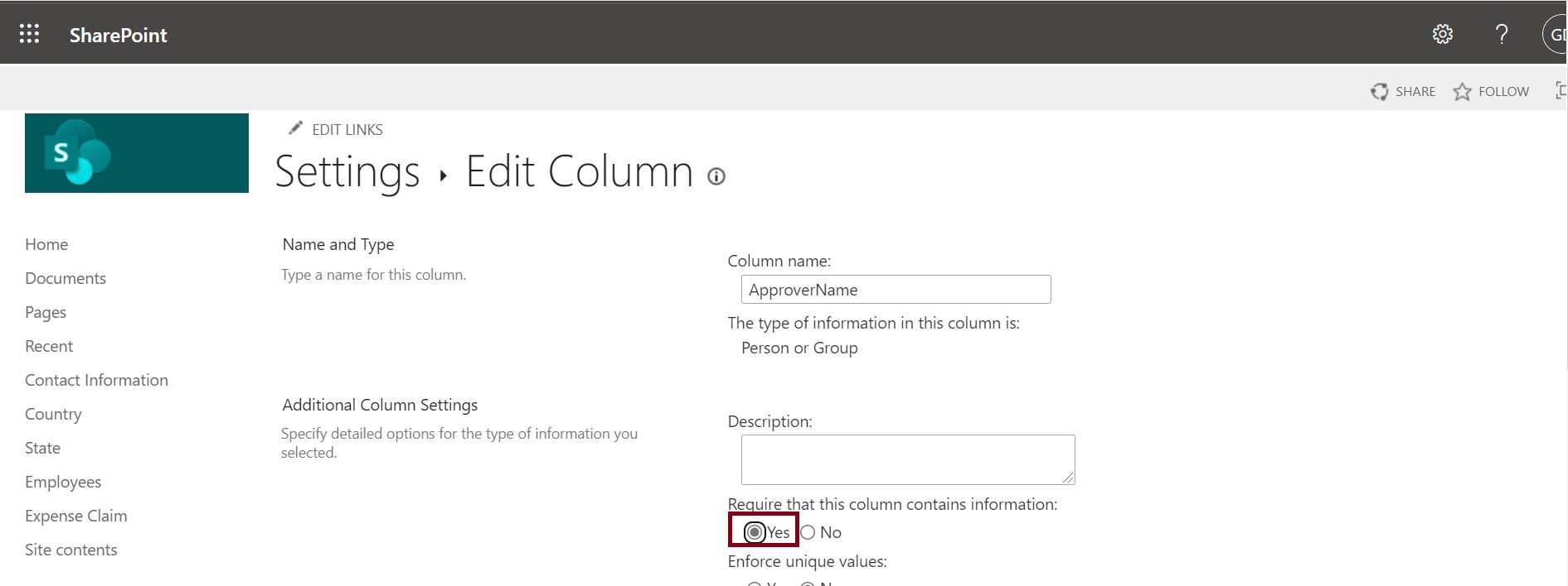 Conditionally show or hide columns in a SharePoint list, Make existing column as required in SharePoint Online