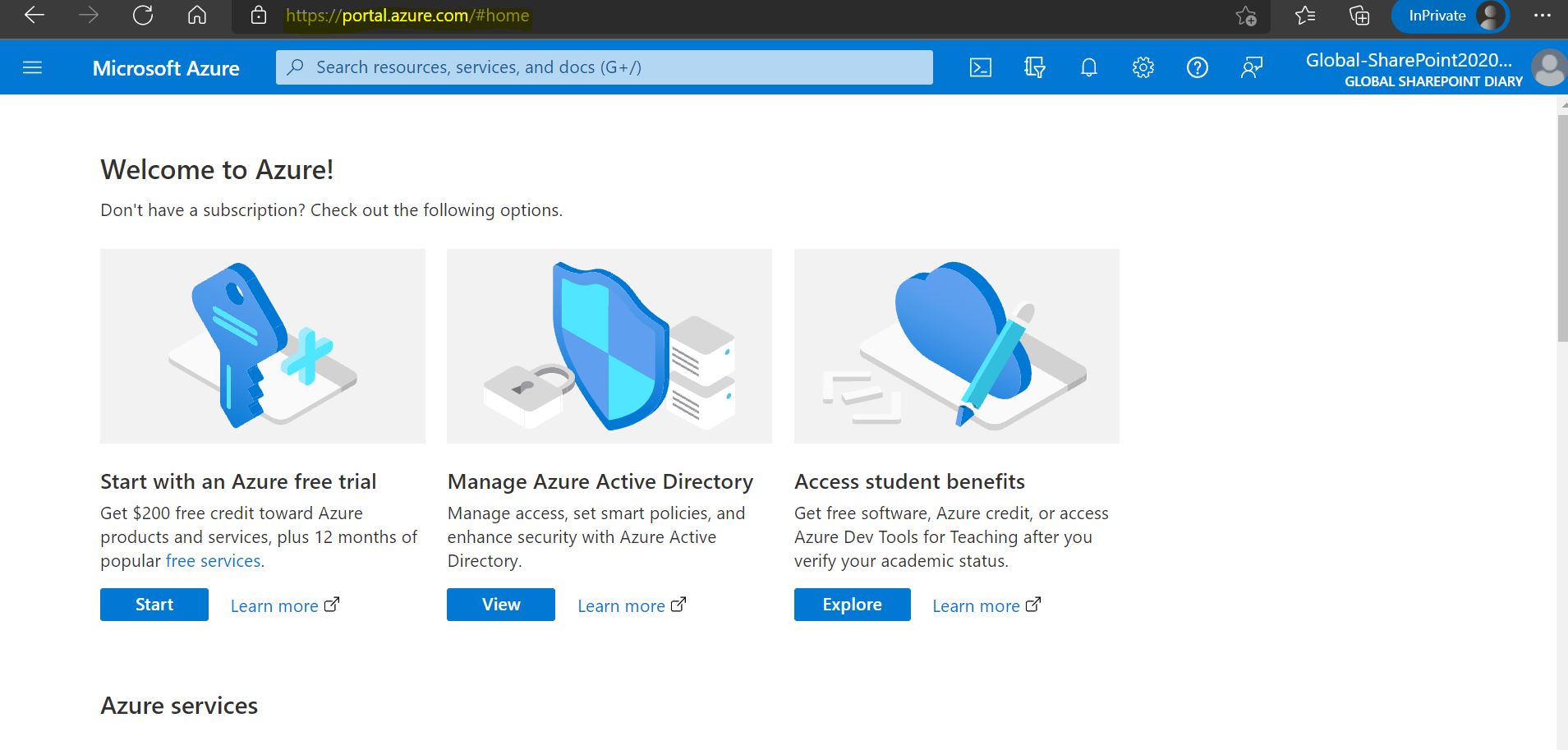 Get tenant id using PowerShell - Microsoft Azure portal - Home Page