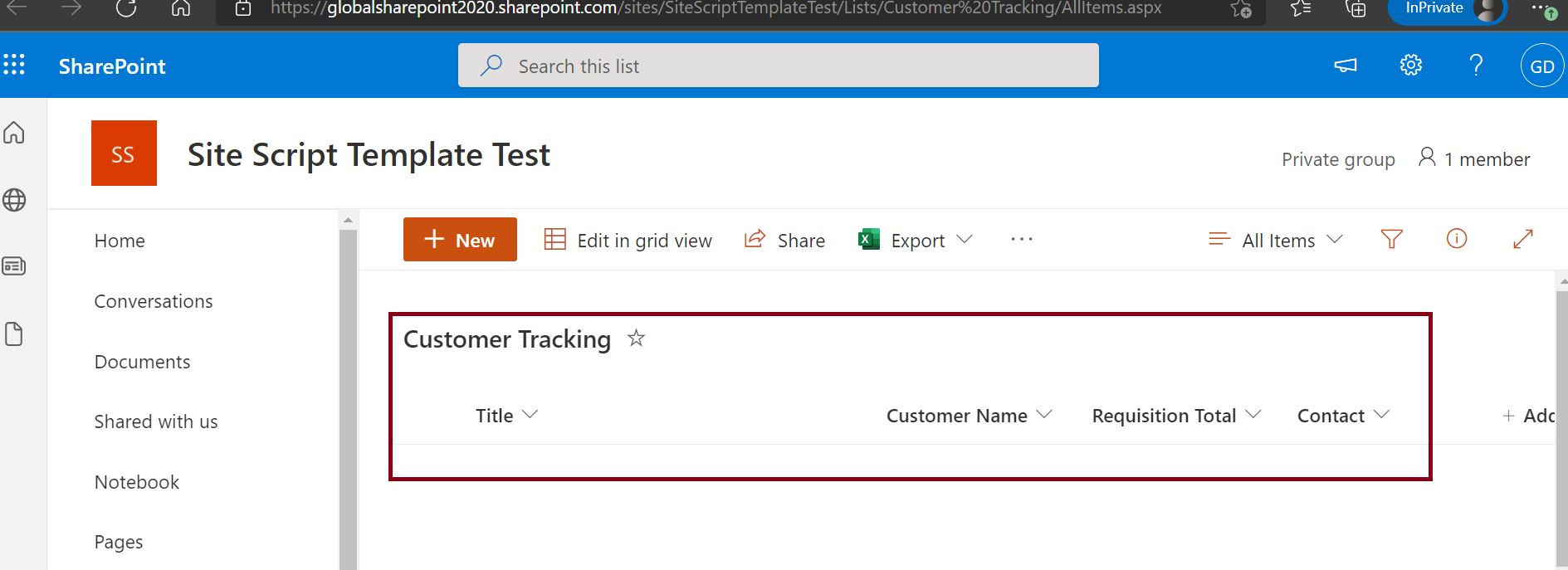 After applying site template in SharePoint Online