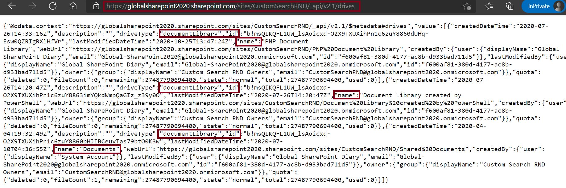 Get all custom document library metadata details using SharePoint API