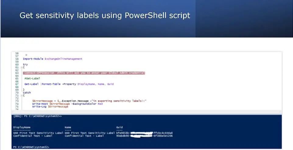 Get sensitivity labels using PowerShell script