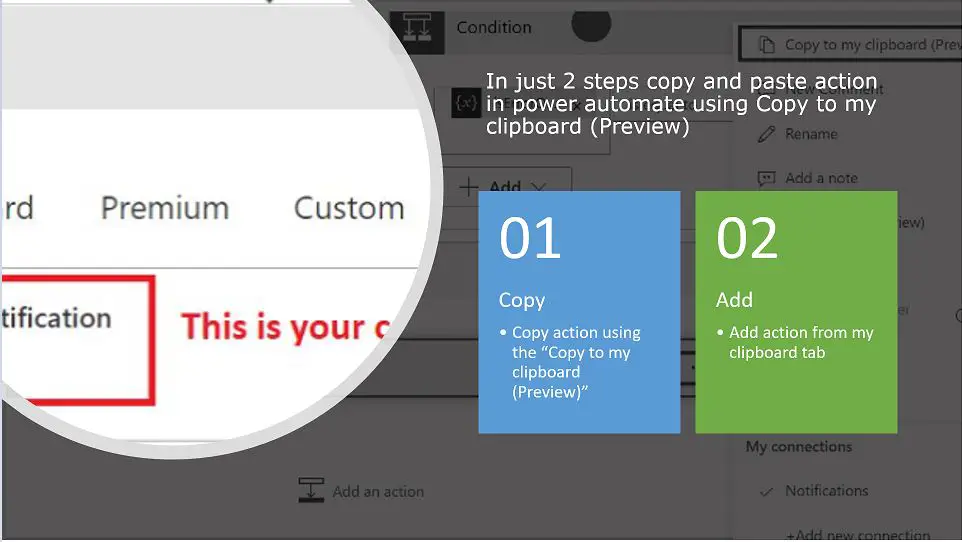 In just 2 steps copy and paste action in power automate using Copy to my clipboard (Preview)