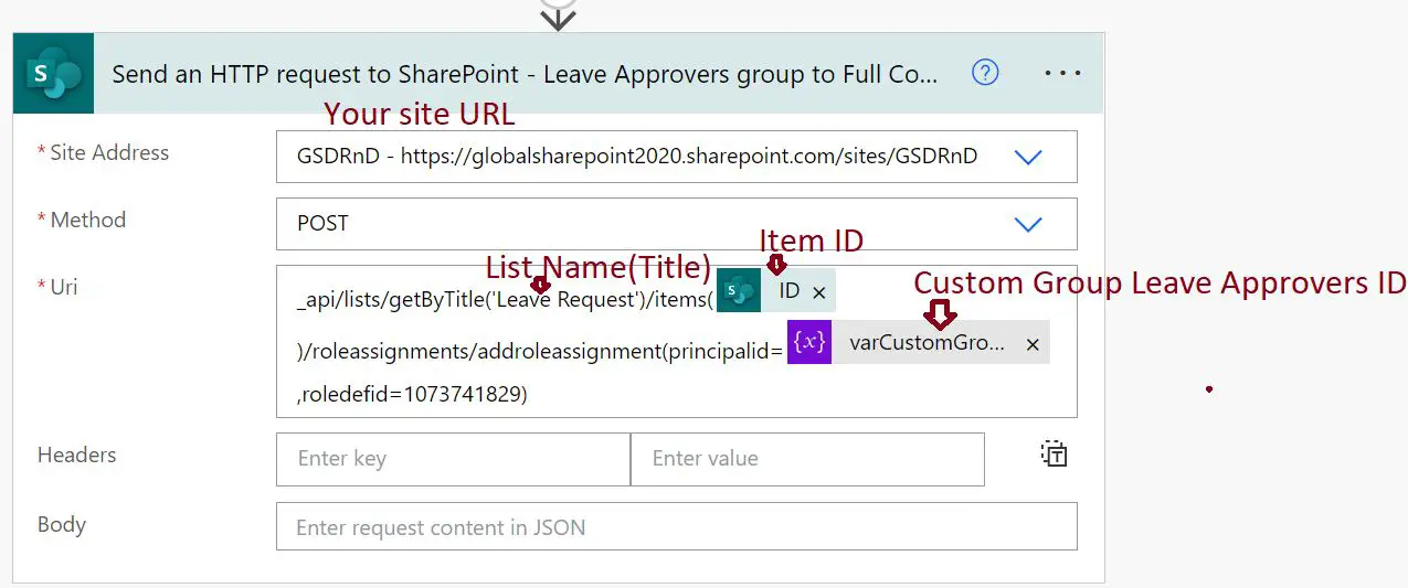 Item level permissions in SharePoint Online list using Power Automate - Get site group by name part 3