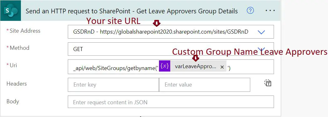 Item level permissions in SharePoint Online list using Power Automate - Get site groups by name