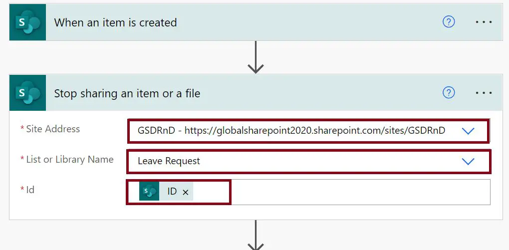 Stop sharing an item or a file - Item level permissions in SharePoint Online list using Power Automate