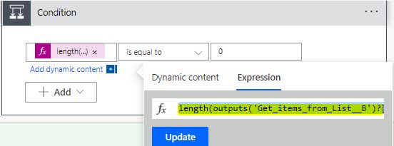 Duplicate SharePoint Online list - Condition control to check length of Get Items action